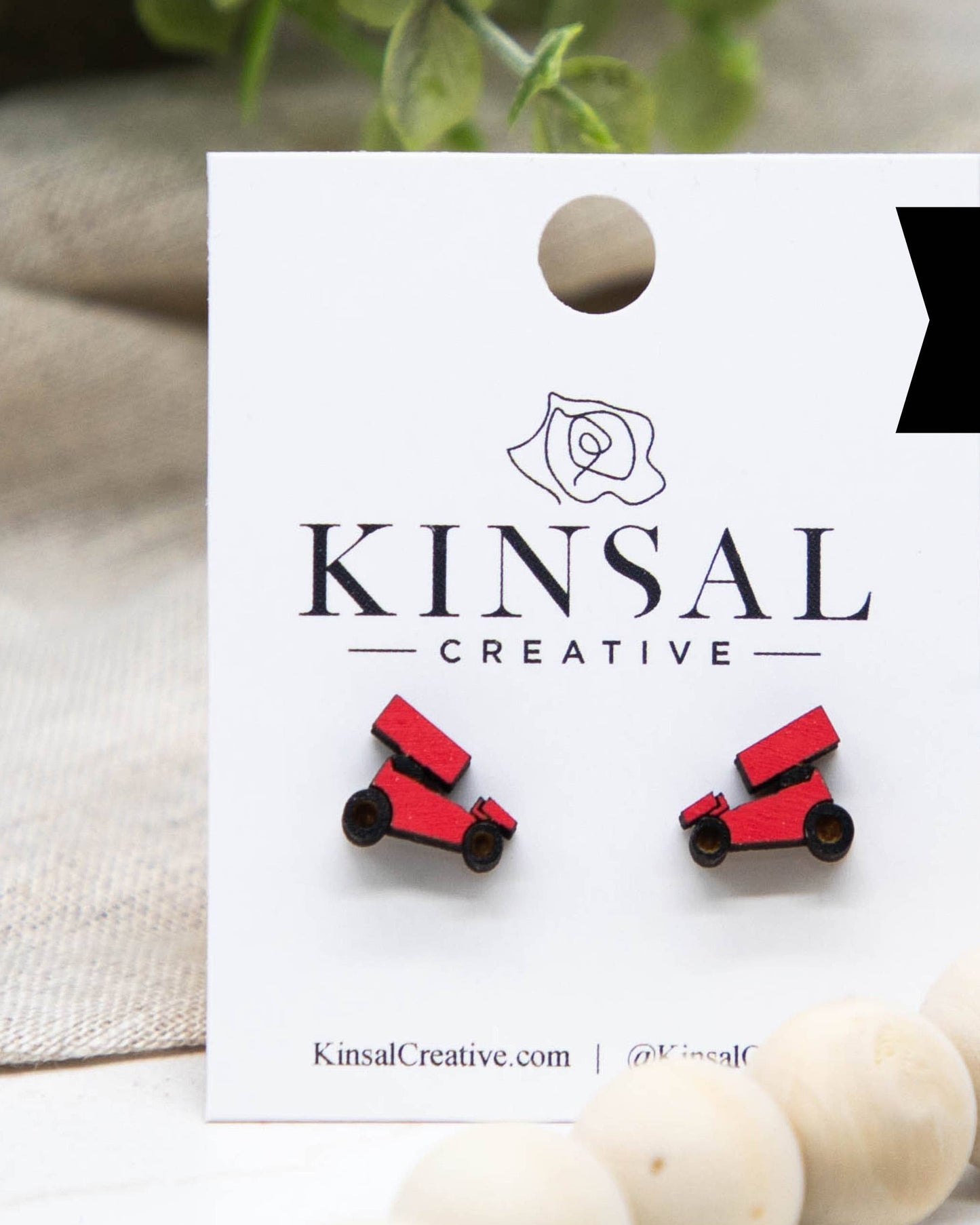 Sprint Car Wood Stud Earrings
