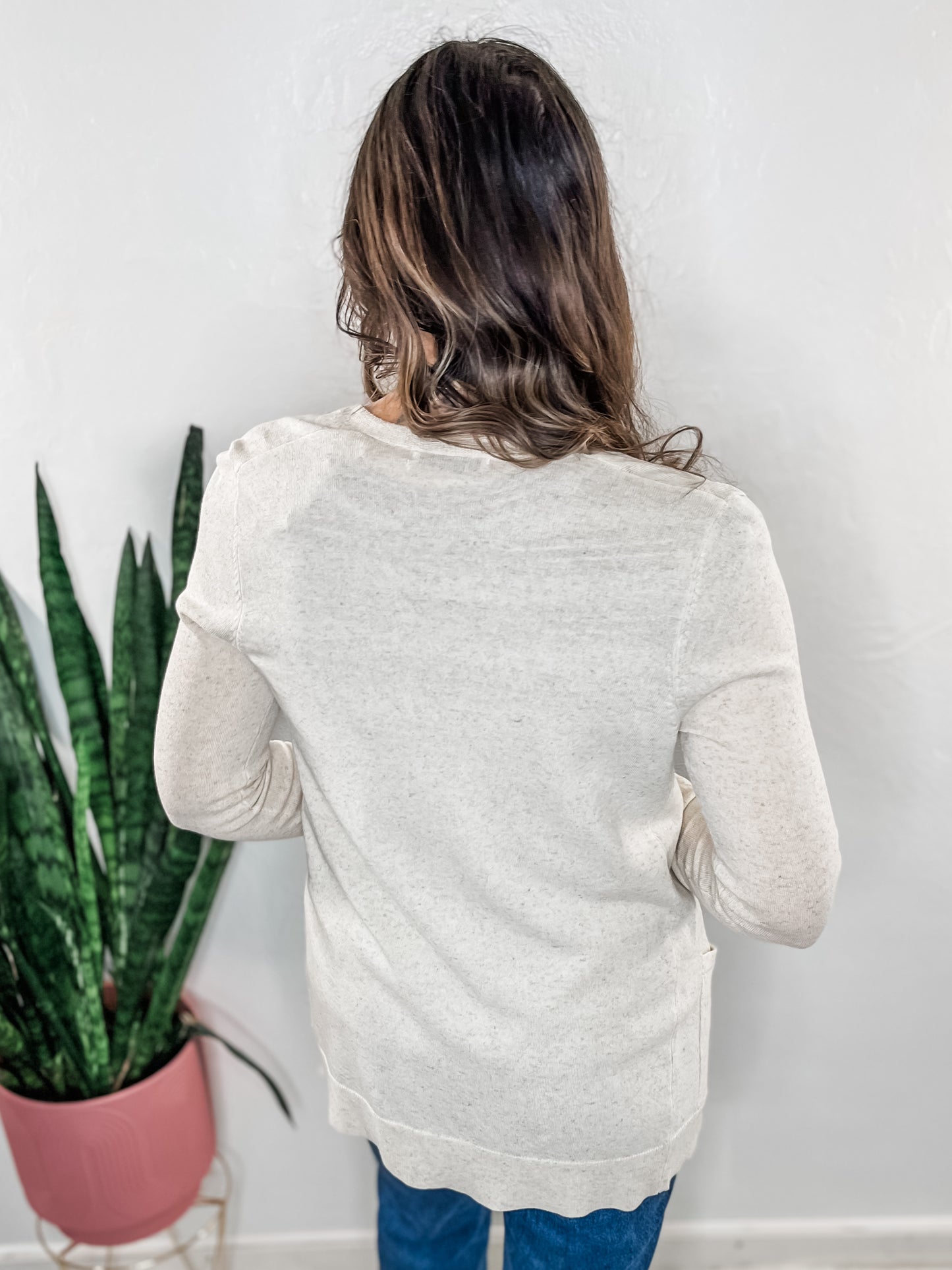 Natural Linen Yarn Open Cardigan