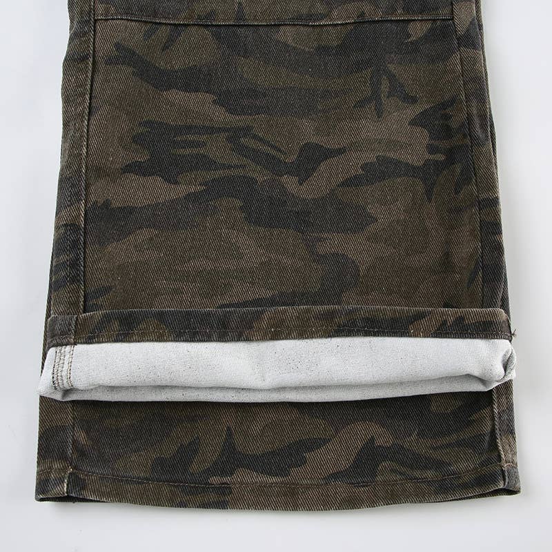 Camouflage Jeans straight denim pants