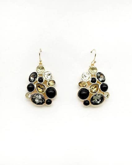 Black Multi Stone Cluster Earrings "Talec"