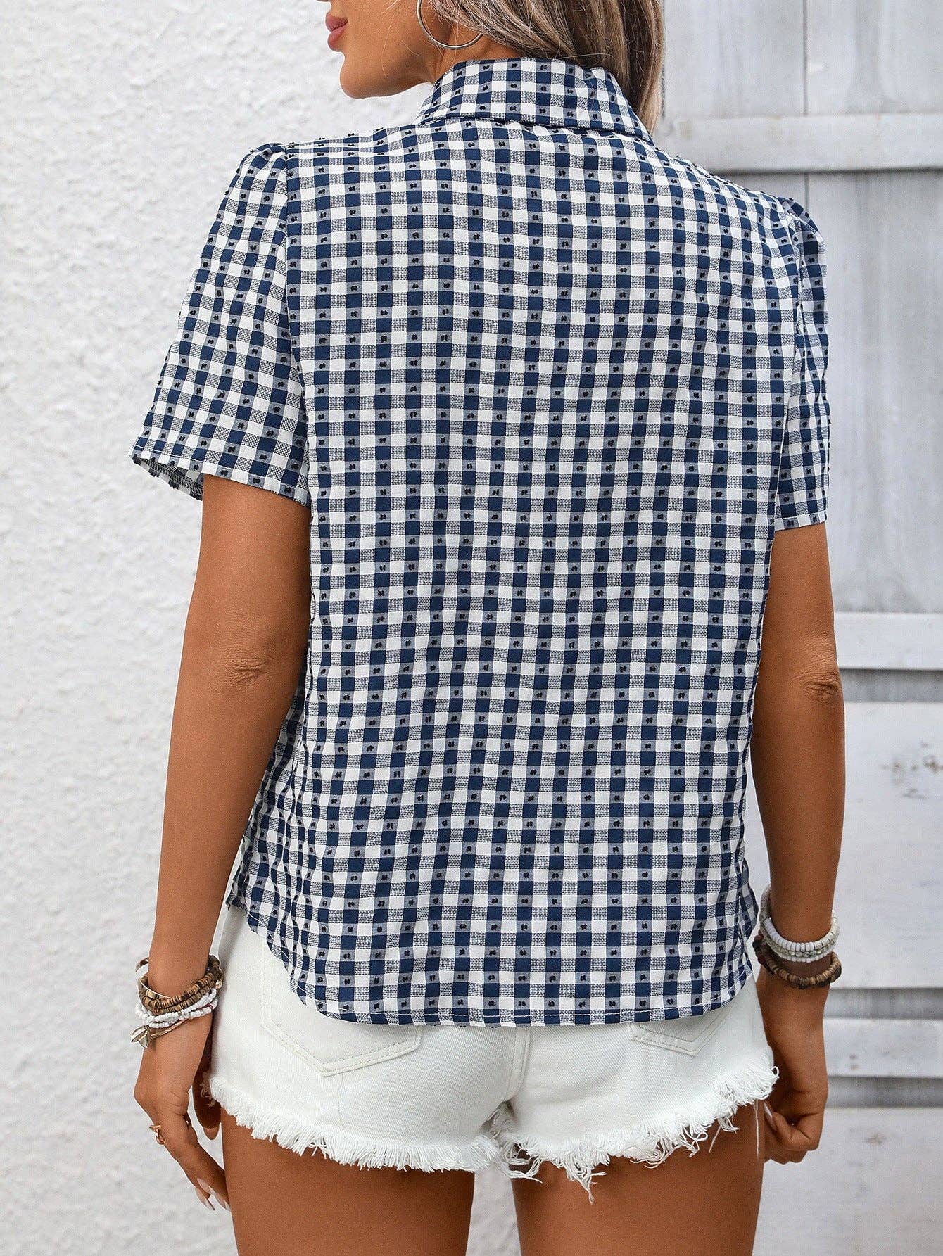 Gingham Short Sleeve Button Down Shirt