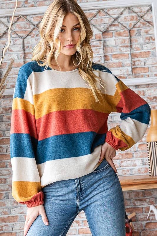 Autumn Multi Colored Stripe Pullover
