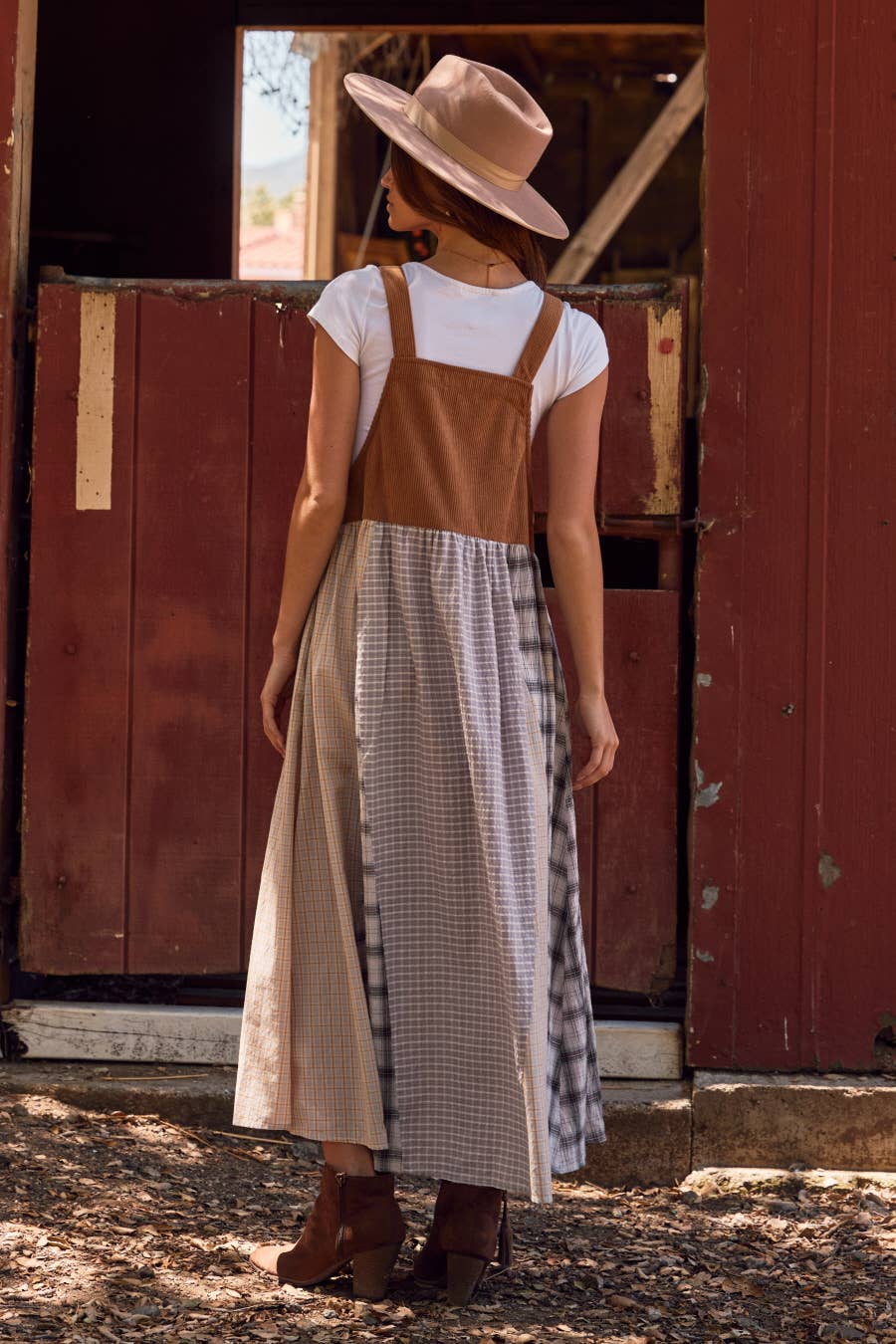 Patchwork Plaid Overall Dress