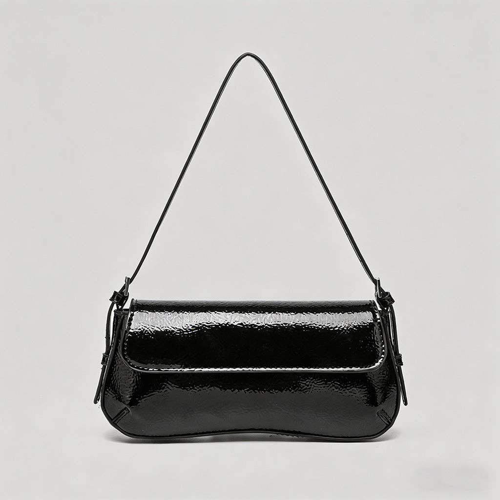Patent Leather Baguette Shoulder Bag
