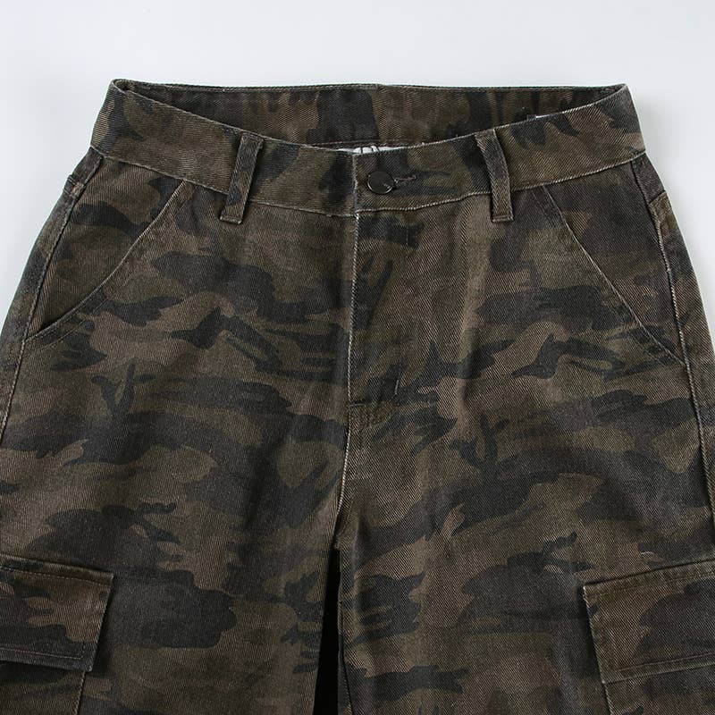 Camouflage Jeans straight denim pants