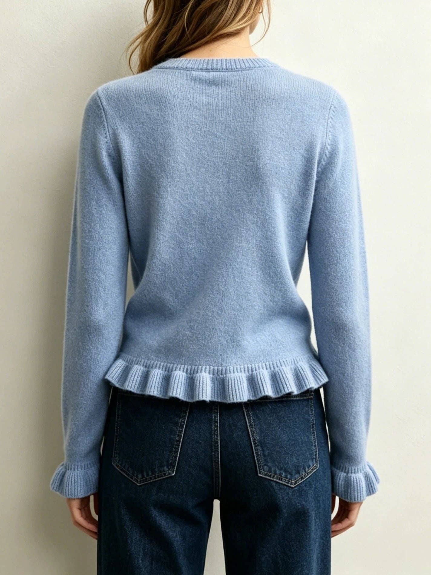 Ruffle Hem Long Sleeve Sweater