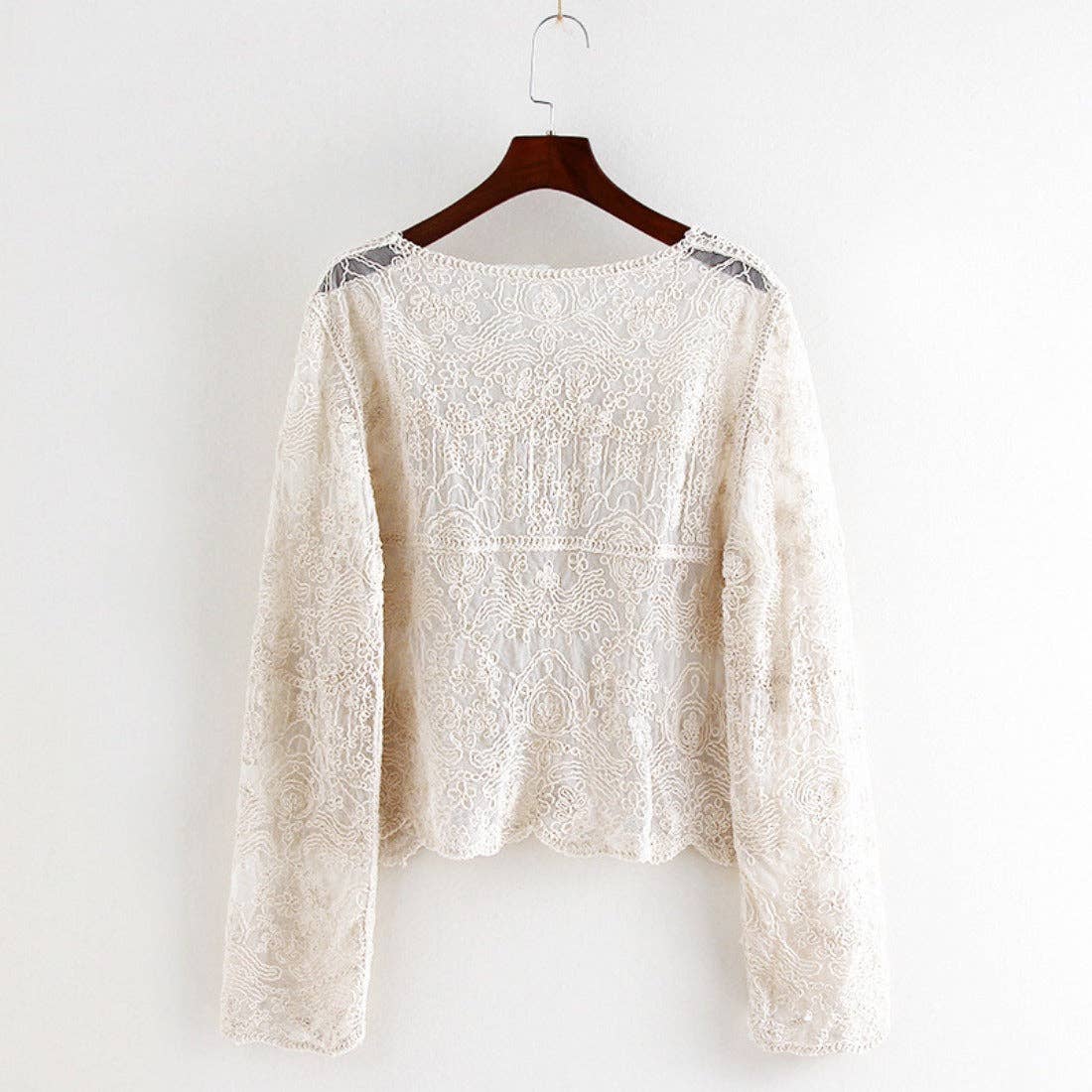 Cream Delicate Lace Button Up Cardigan