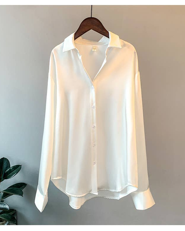 Effortless Chic Satin button-up shirt