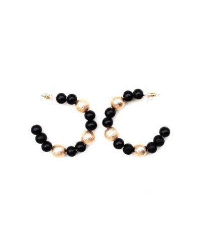 Savana Black Hoop Earrings
