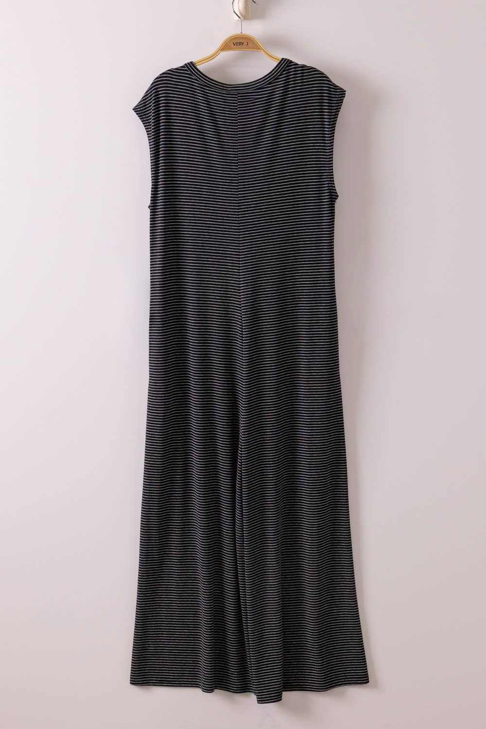 Black & white Striped Knit Button Down Jumpsuit