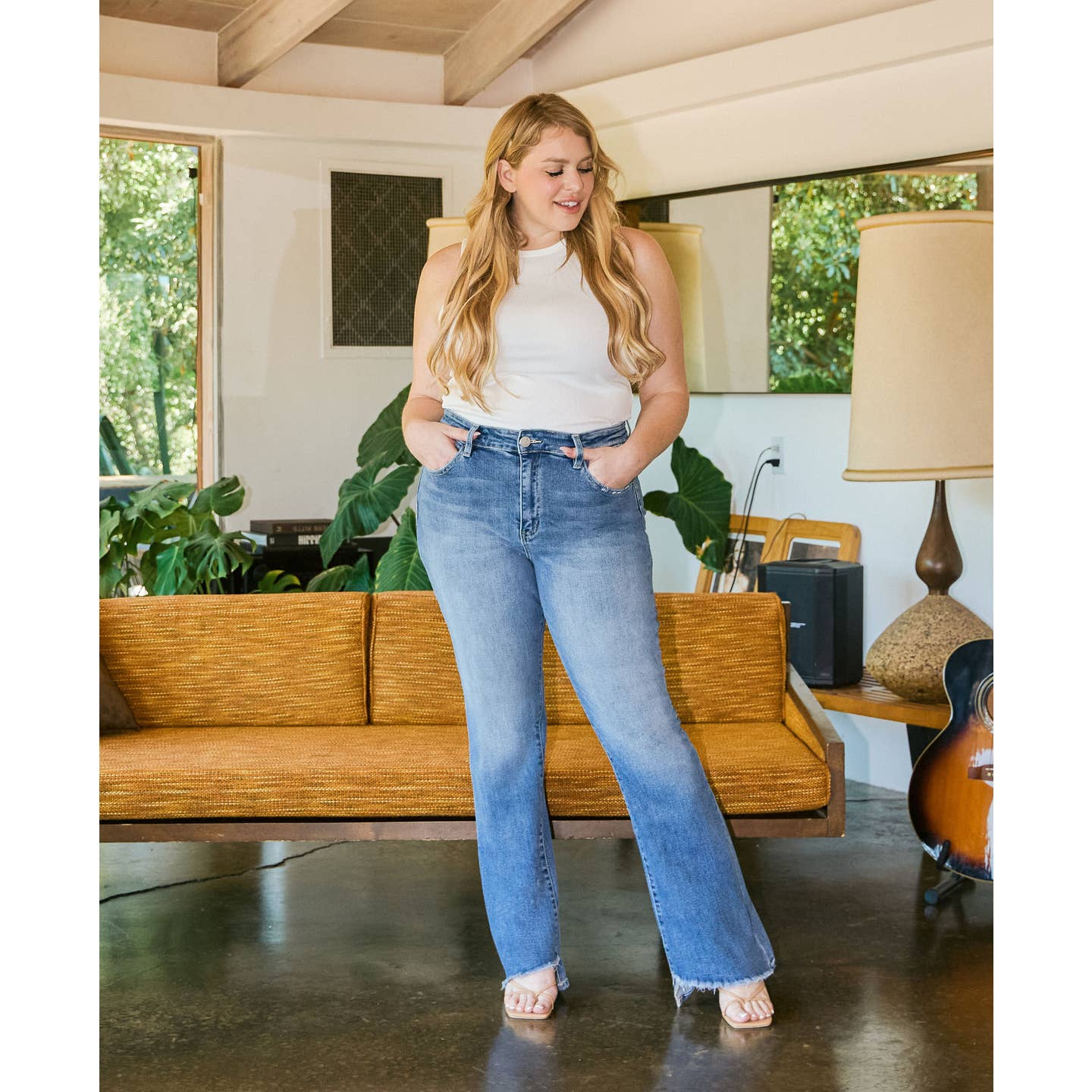 Curvy Vervet High Rise Slant Hem Flare