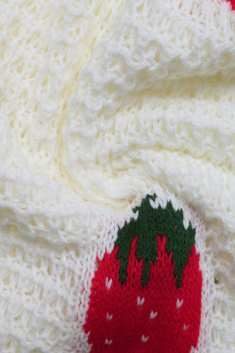 Strawberry Pattern Loose Knit Cardigan