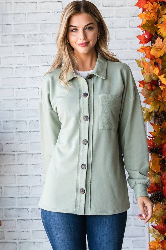 Sage Green Button Up Shacket