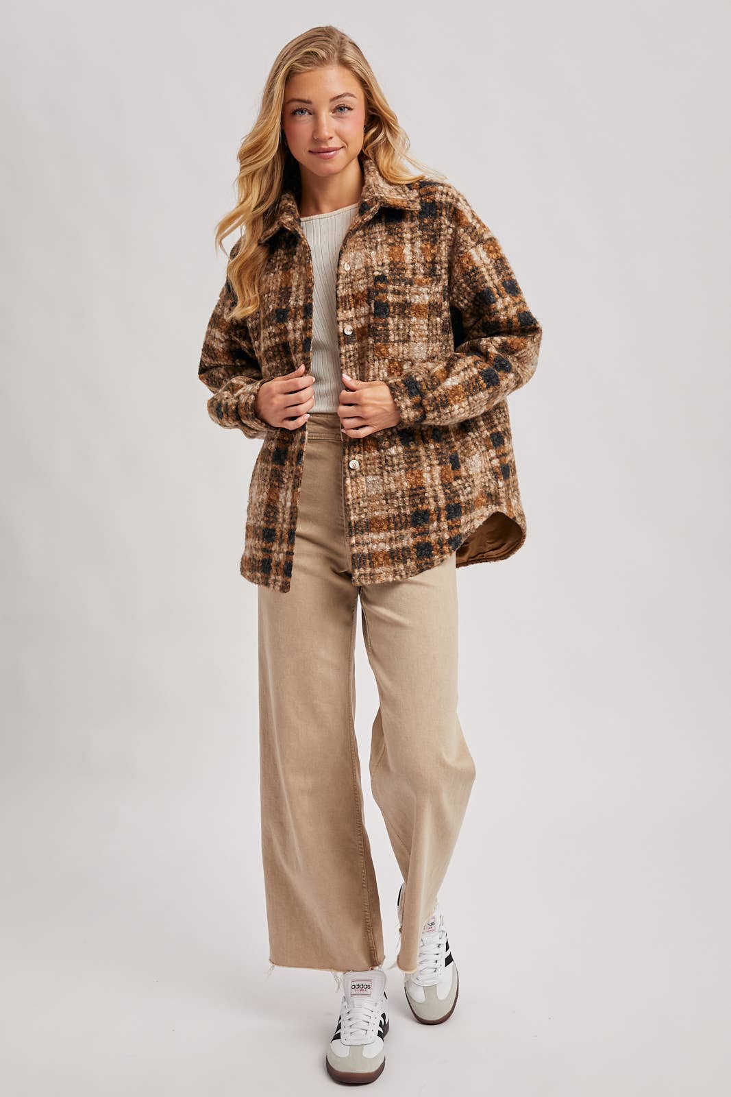 Plaid Boucle Shacket