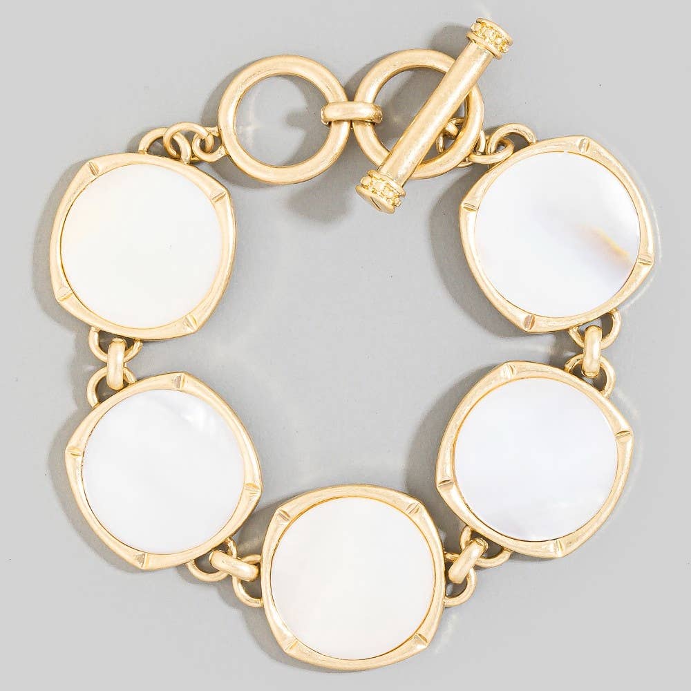 Pearl Disc Toggle Chain Bracelet