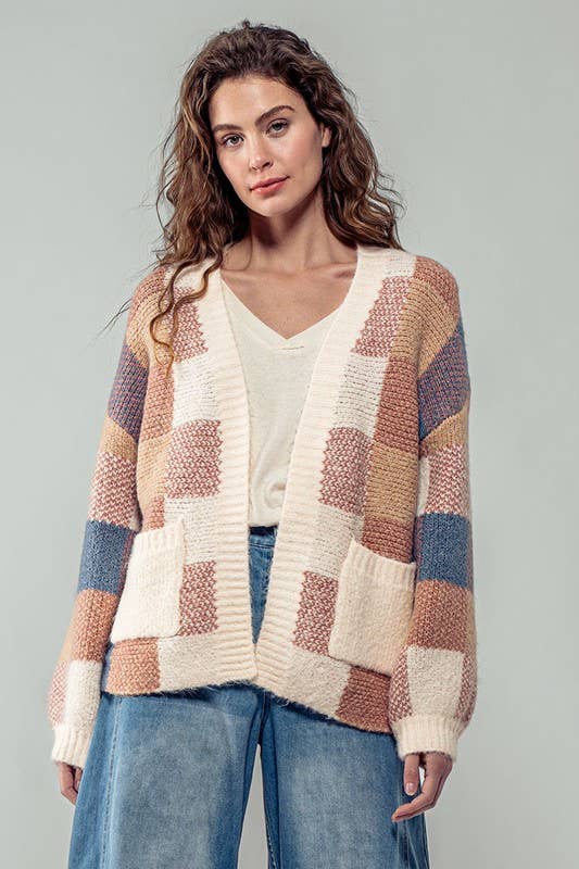 Geometric Pattern Cardigan Sweater