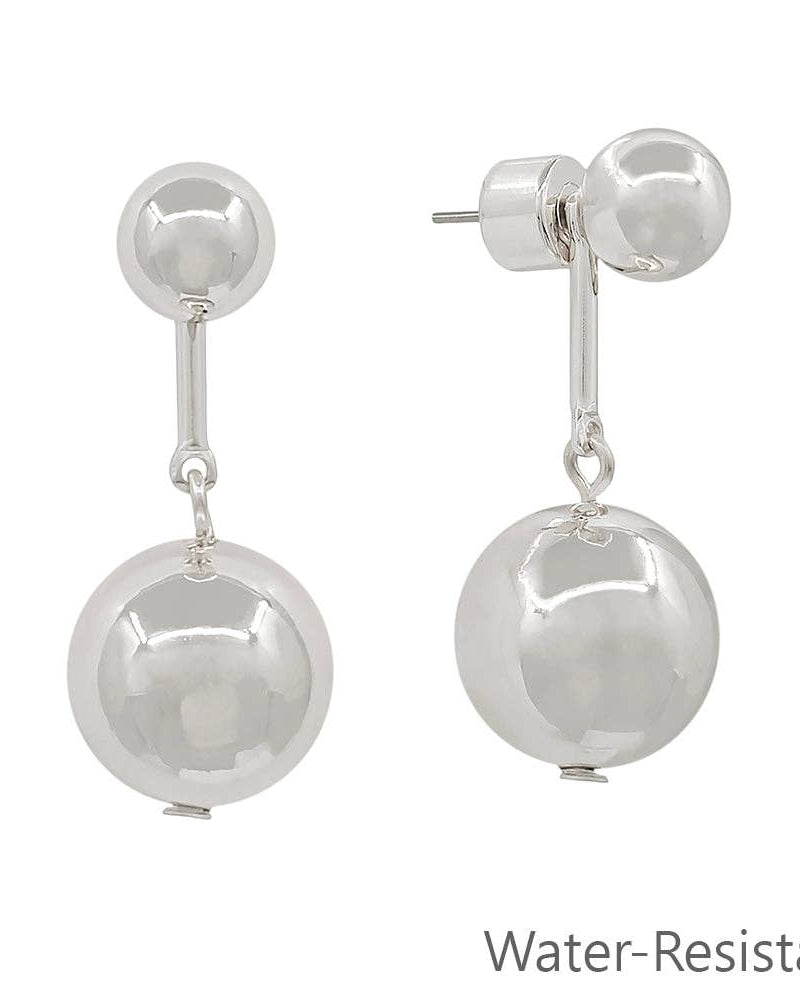Silver Bar with Silver Ball Drop Earring