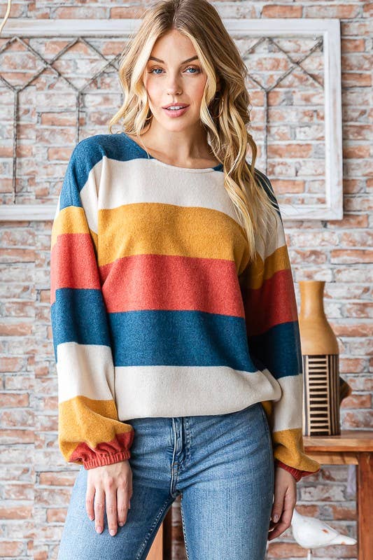 Autumn Multi Colored Stripe Pullover