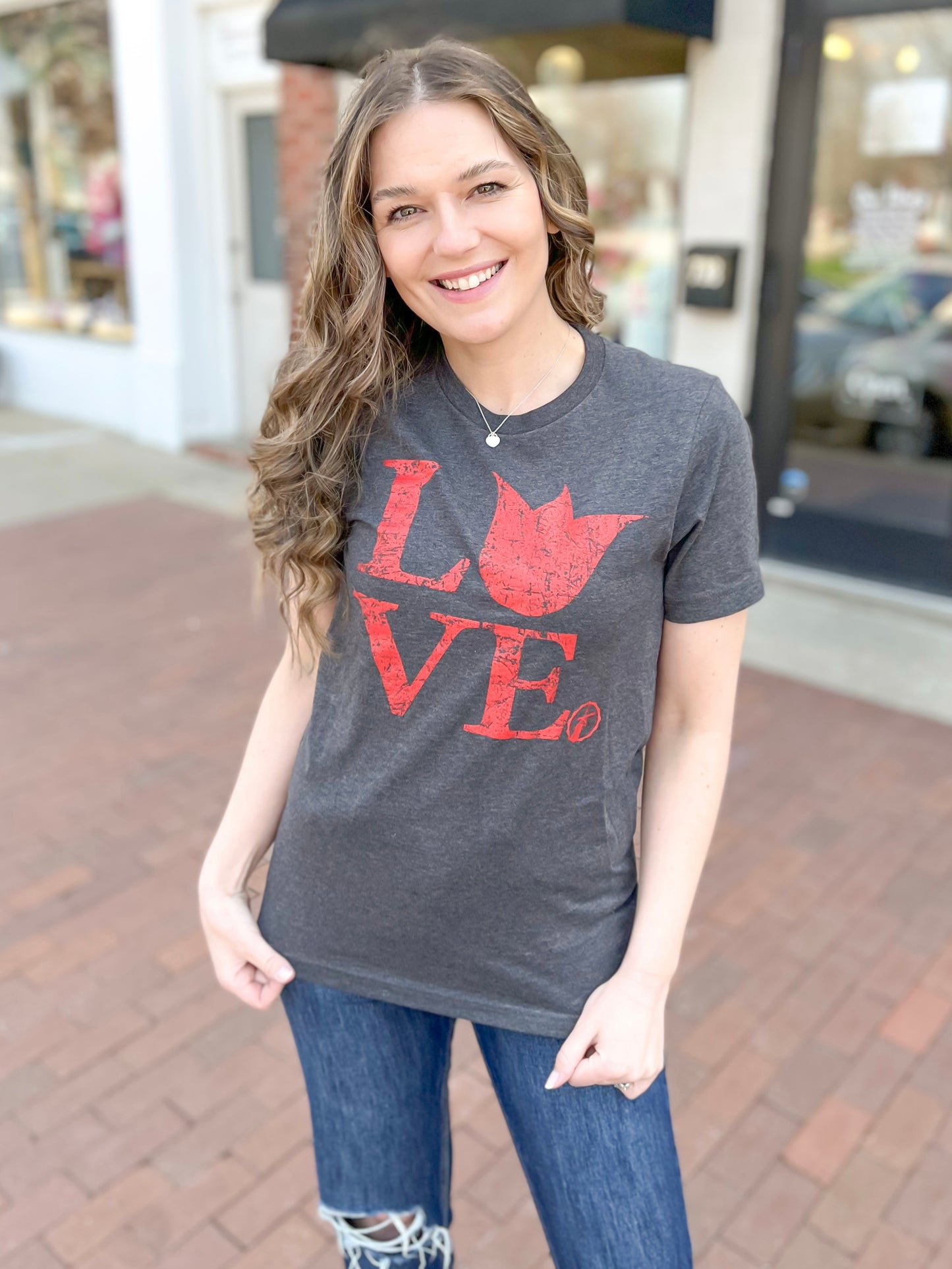 Red Tulip Love Heather Tee