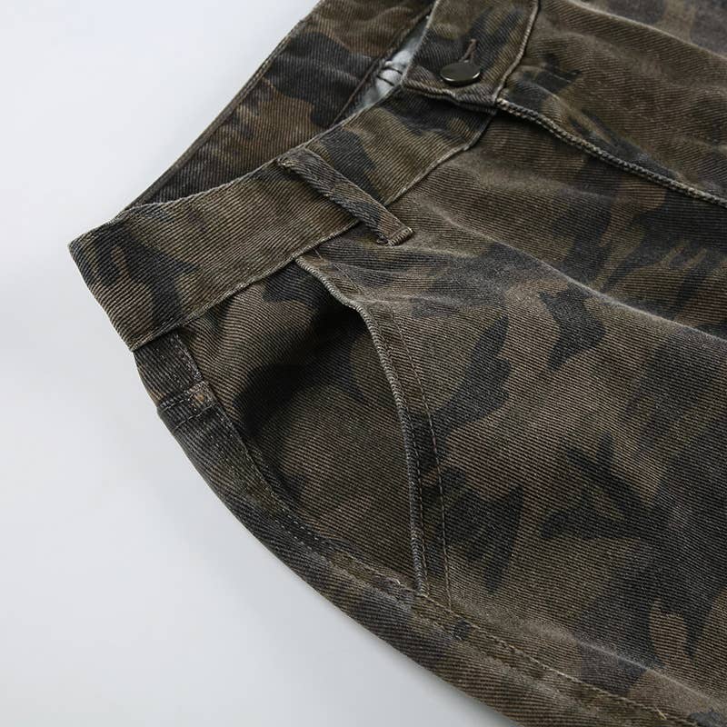 Camouflage Jeans straight denim pants