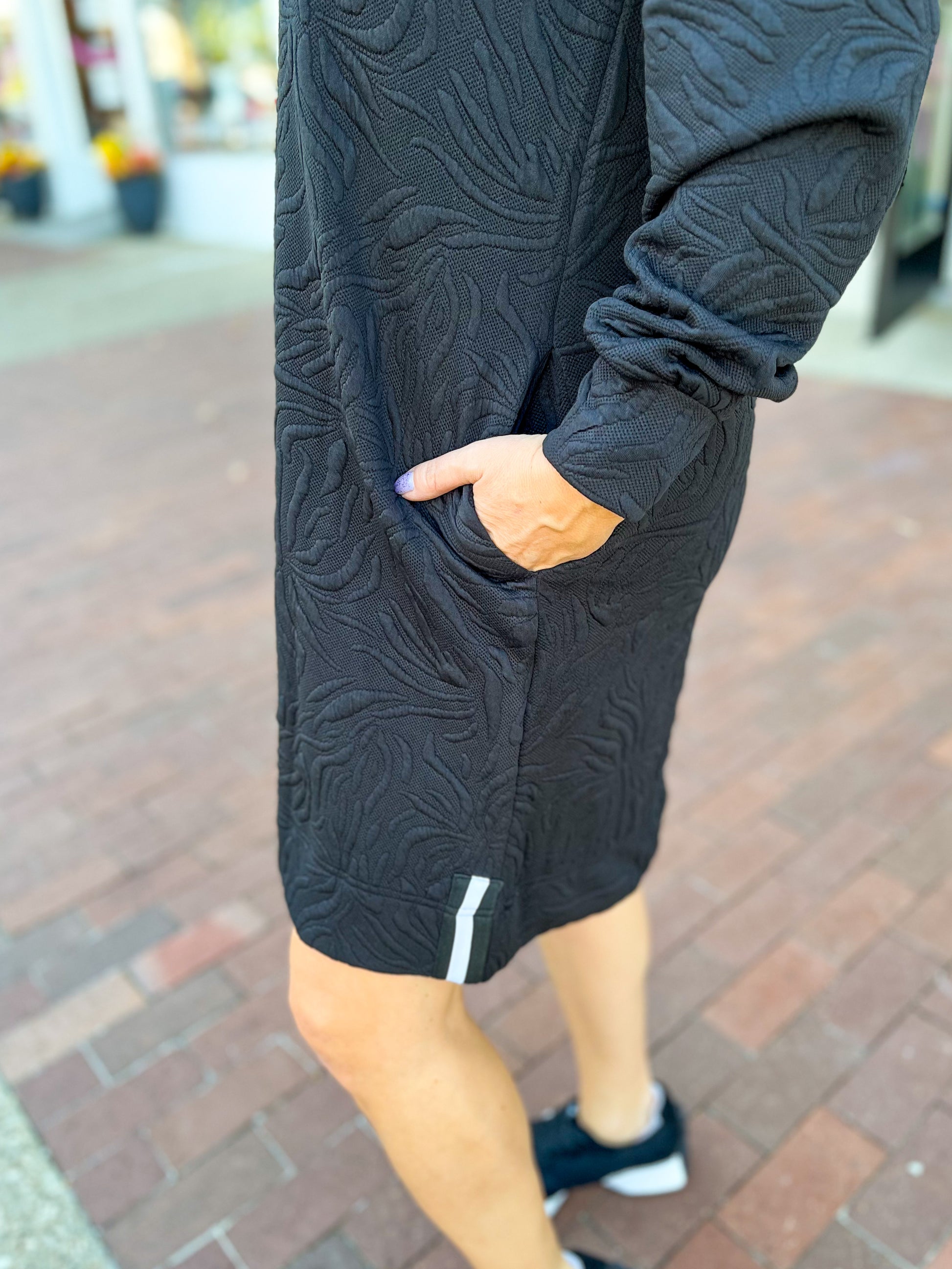 Black Jacquard Shift Dress