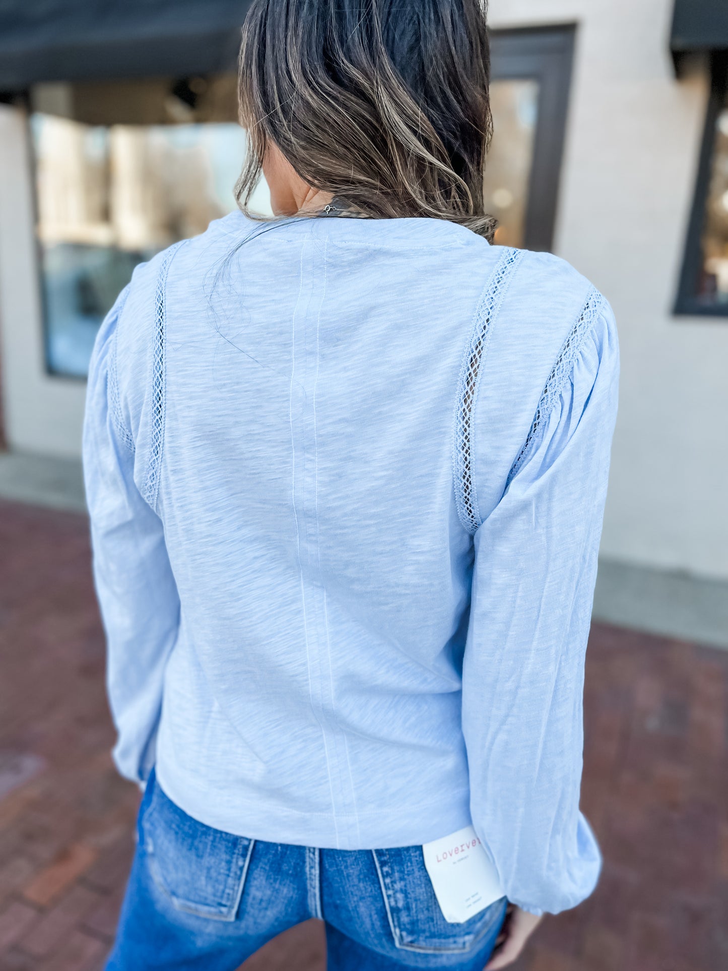 Sky Blue Crochet Detail Top