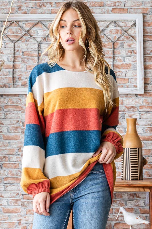 Autumn Multi Colored Stripe Pullover
