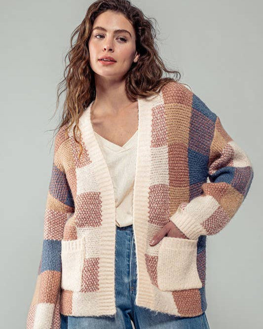 Geometric Pattern Cardigan Sweater