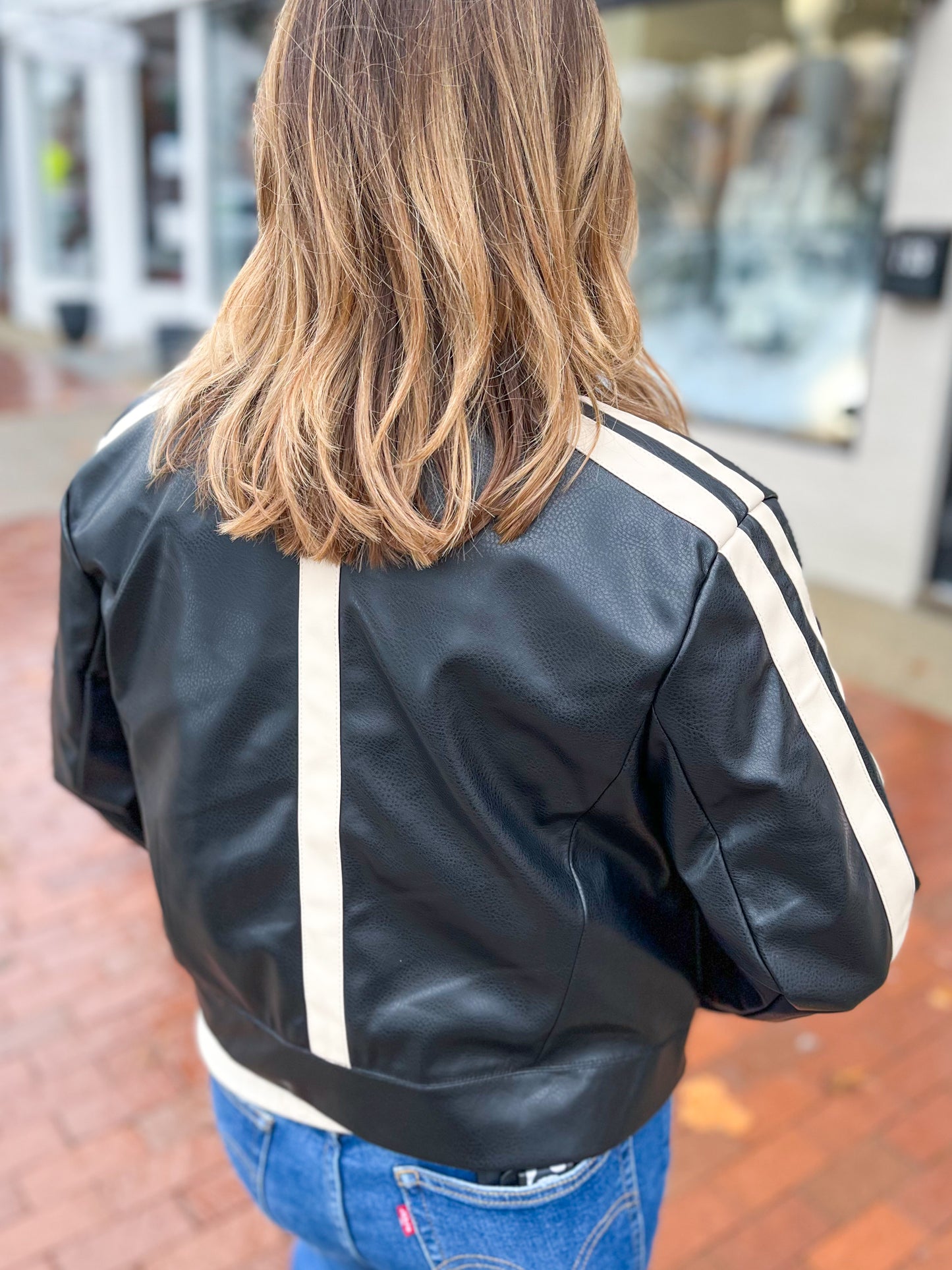 Line Contrast Biker Jacket