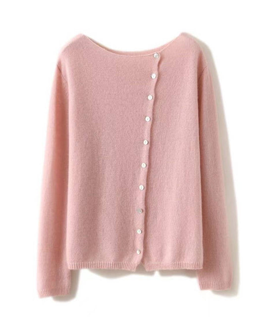 Asymmetric button closure knit cardigan