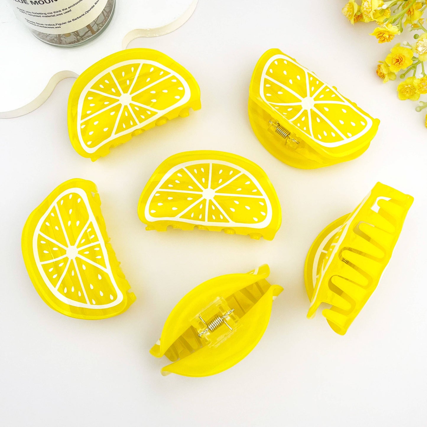 Vibrant Yellow Lemon Fruit Hair Claw Clip