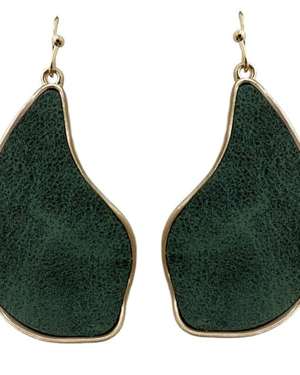 Green Suede Geometric Earring