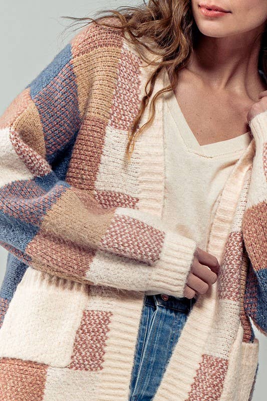 Geometric Pattern Cardigan Sweater
