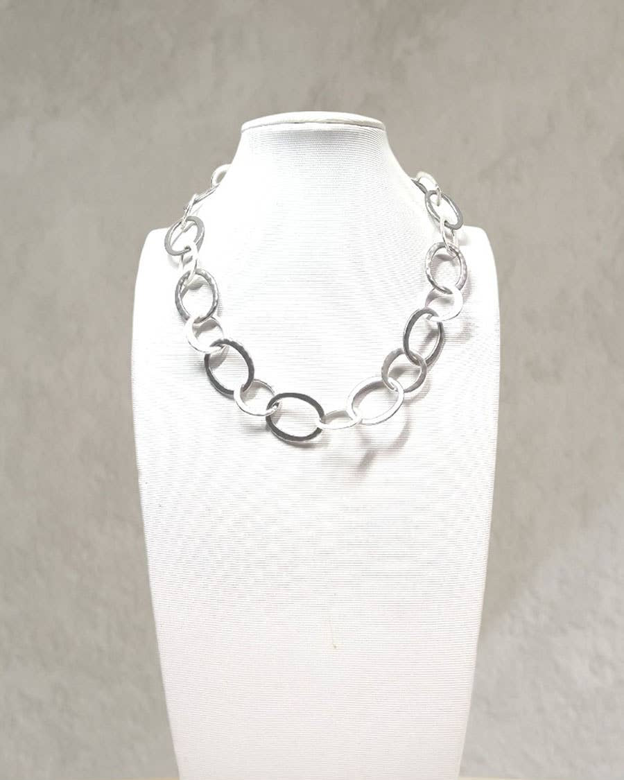 Silver Link & Chain Necklace " Doc"