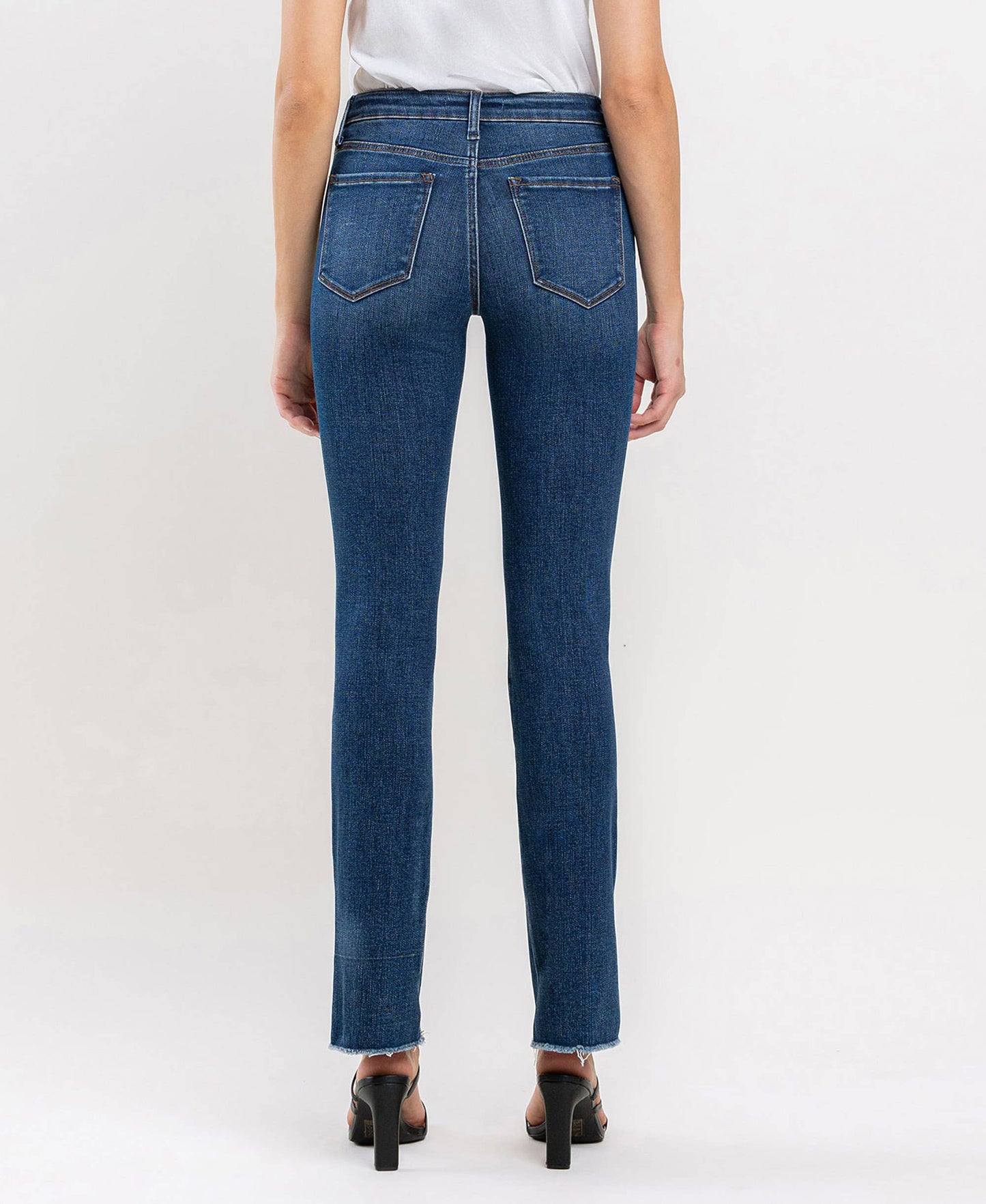 Lovervet Mid Rise Raw Hem Bootcut Jean