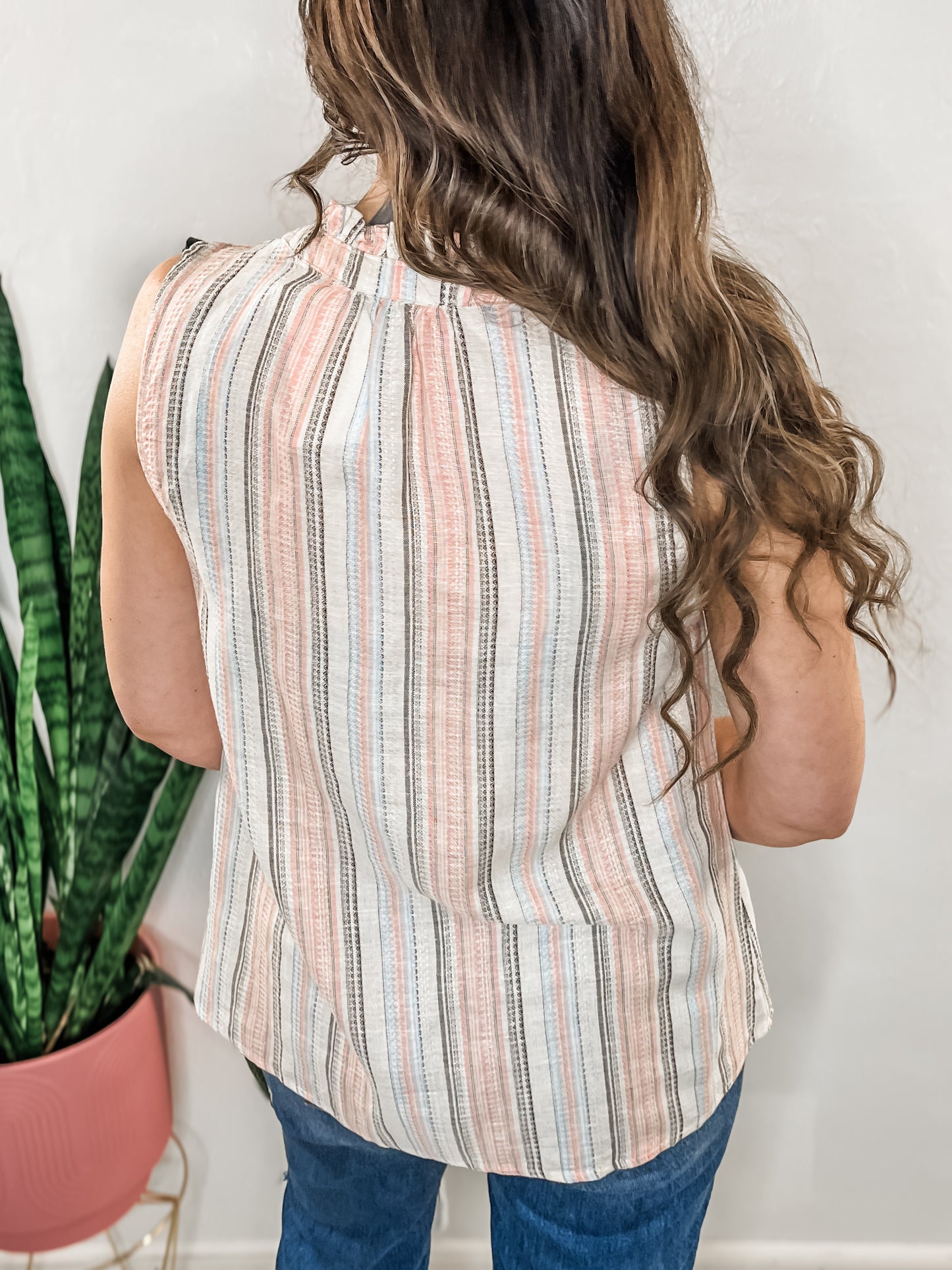 Multi Stripe Linen Tank
