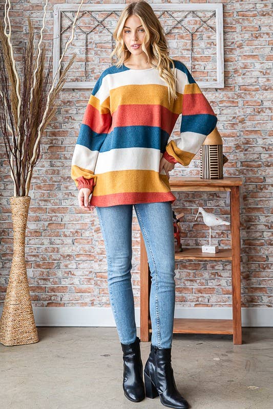 Autumn Multi Colored Stripe Pullover