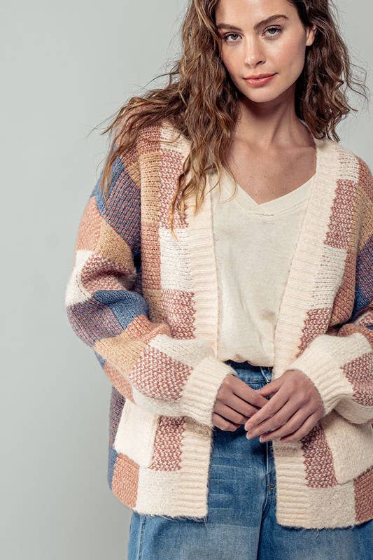 Geometric Pattern Cardigan Sweater