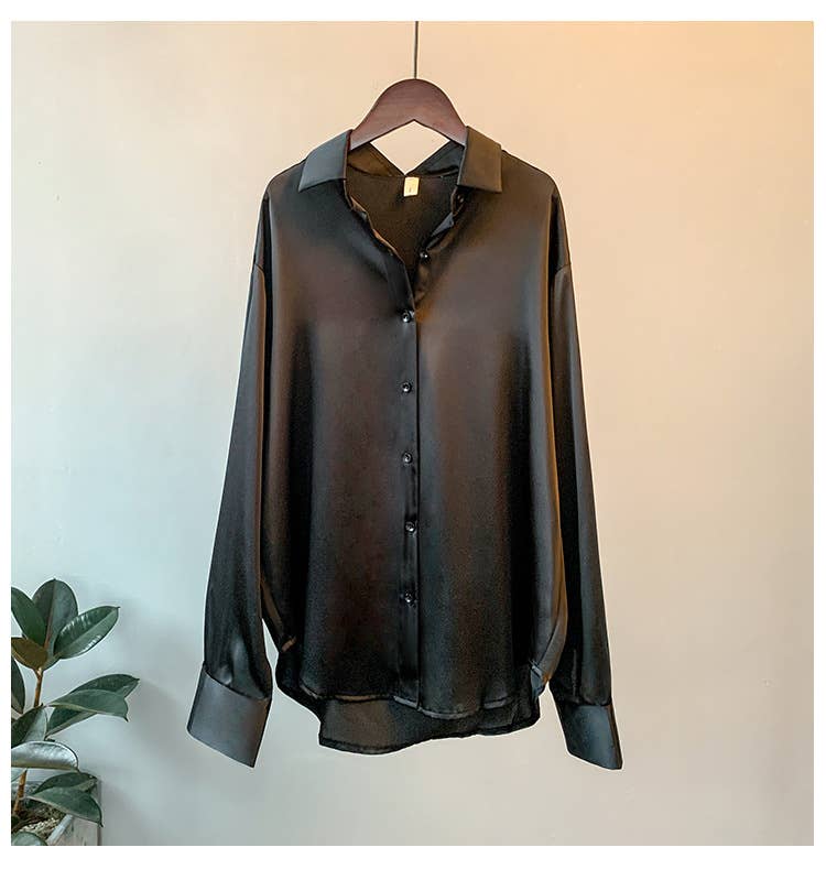 Effortless Chic Satin button-up shirt