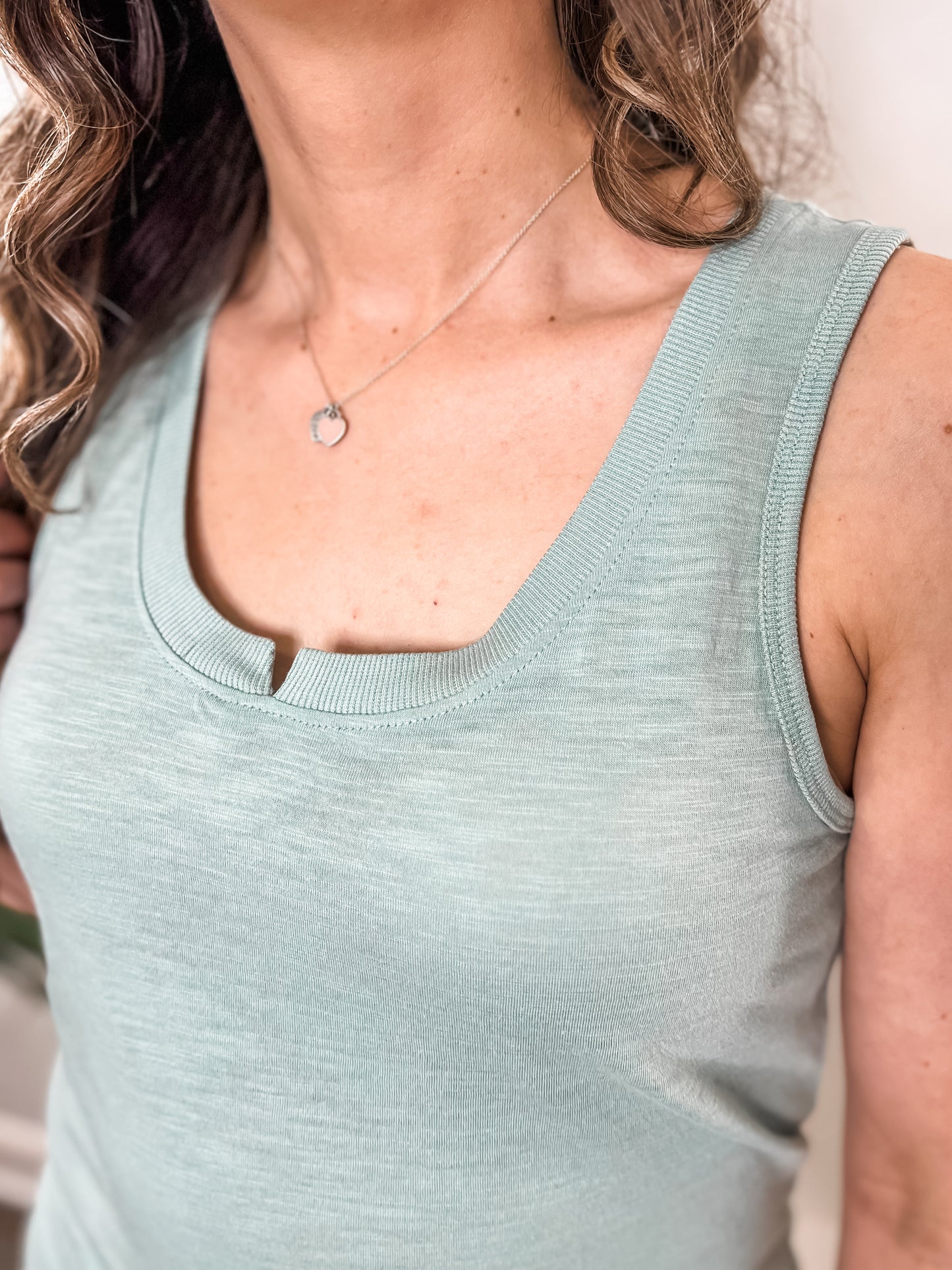 Light Sage Noched Tank
