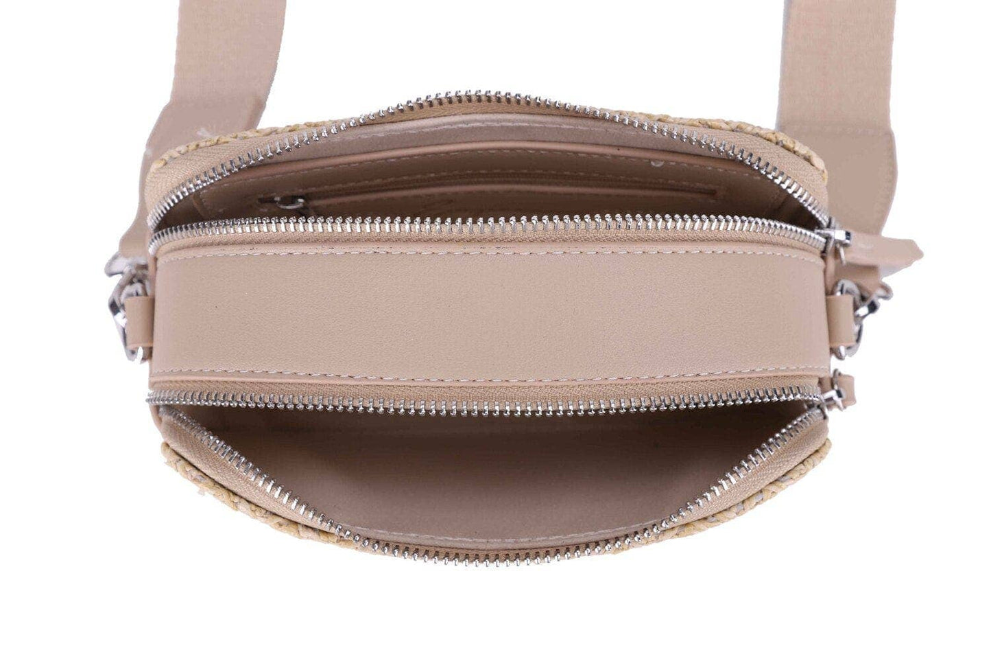 "Jeena" Two Tone Straw Crossbody Bag