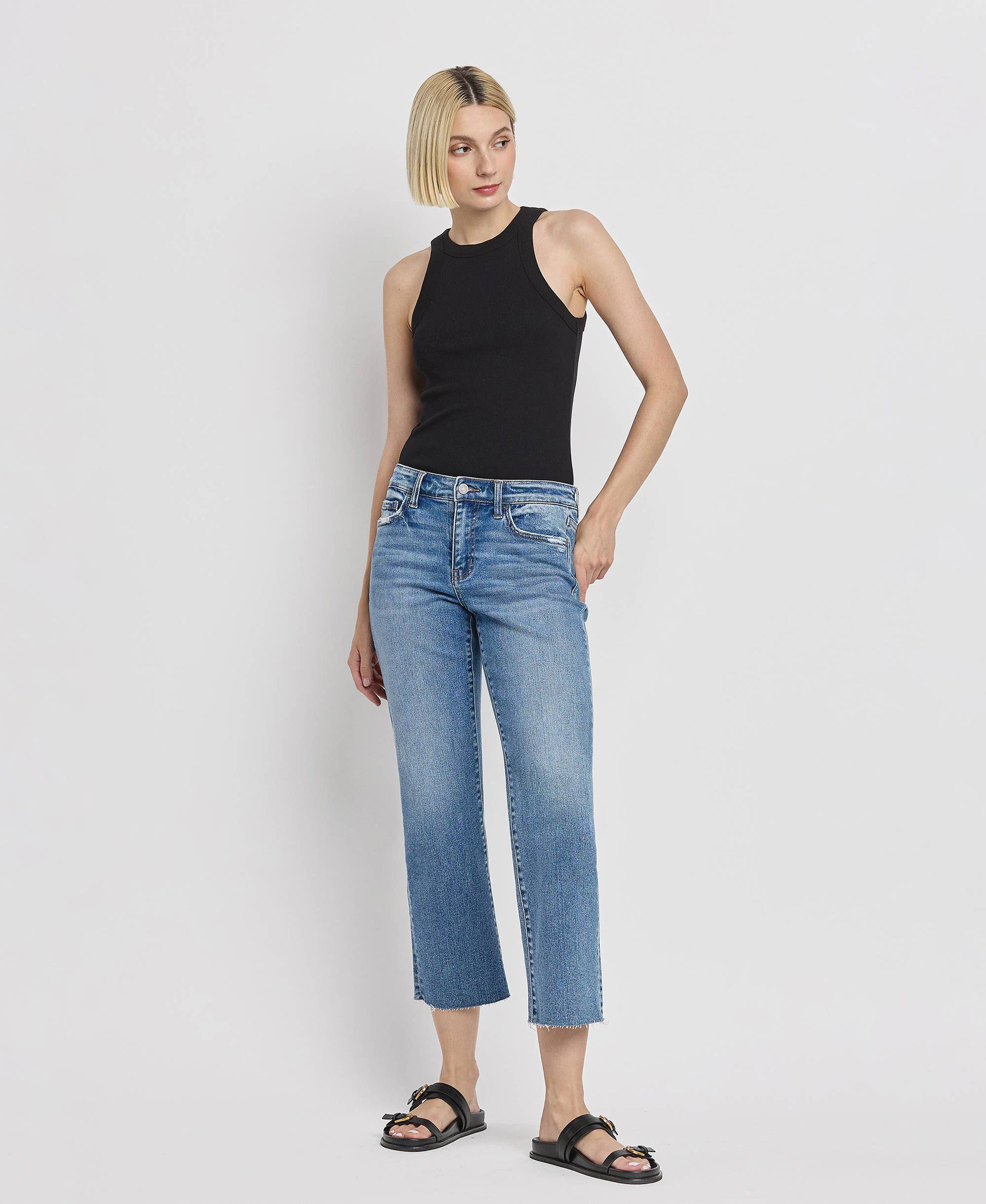 Vervet Mid Rise Crop Straight Jean