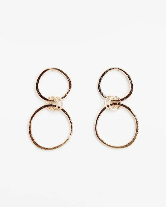 Textured Gold Oval Drop Earring