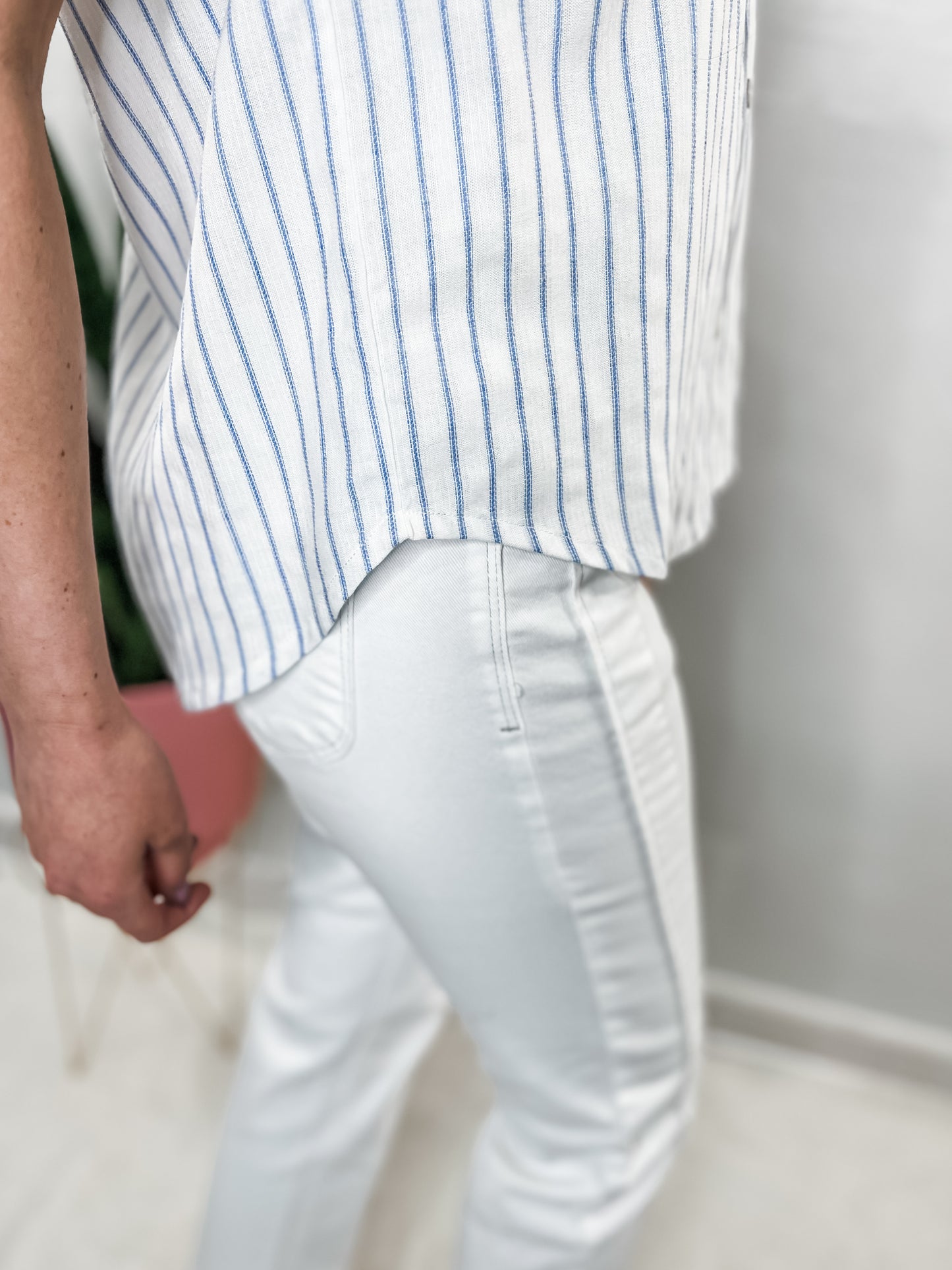 Stripe Short Sleeve Button Down
