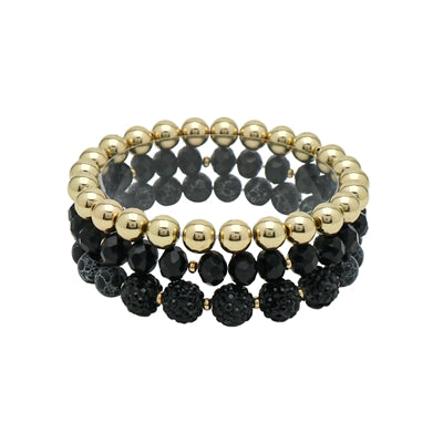 Black Crystal 3 Stretch Bracelet