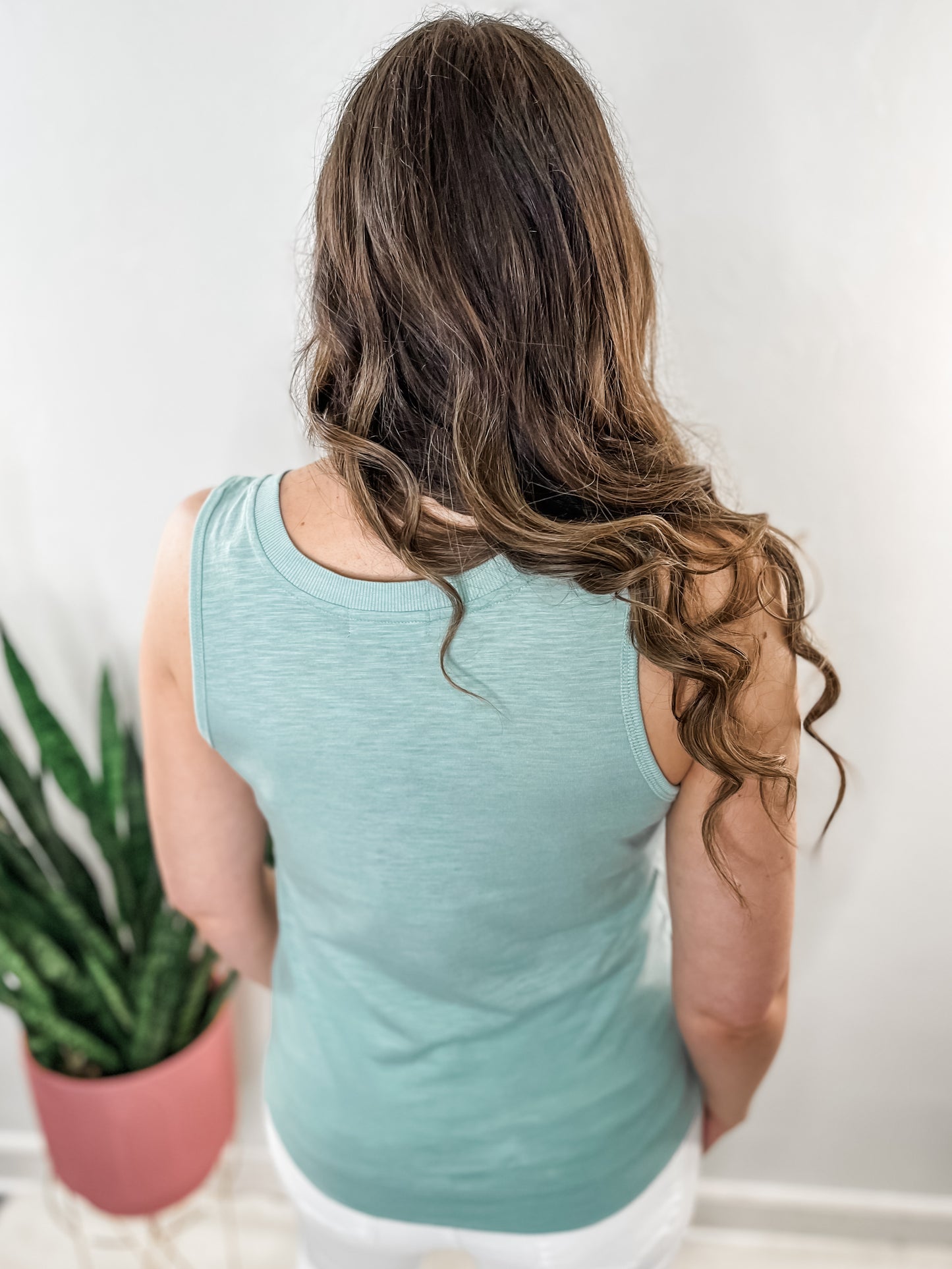 Light Sage Noched Tank