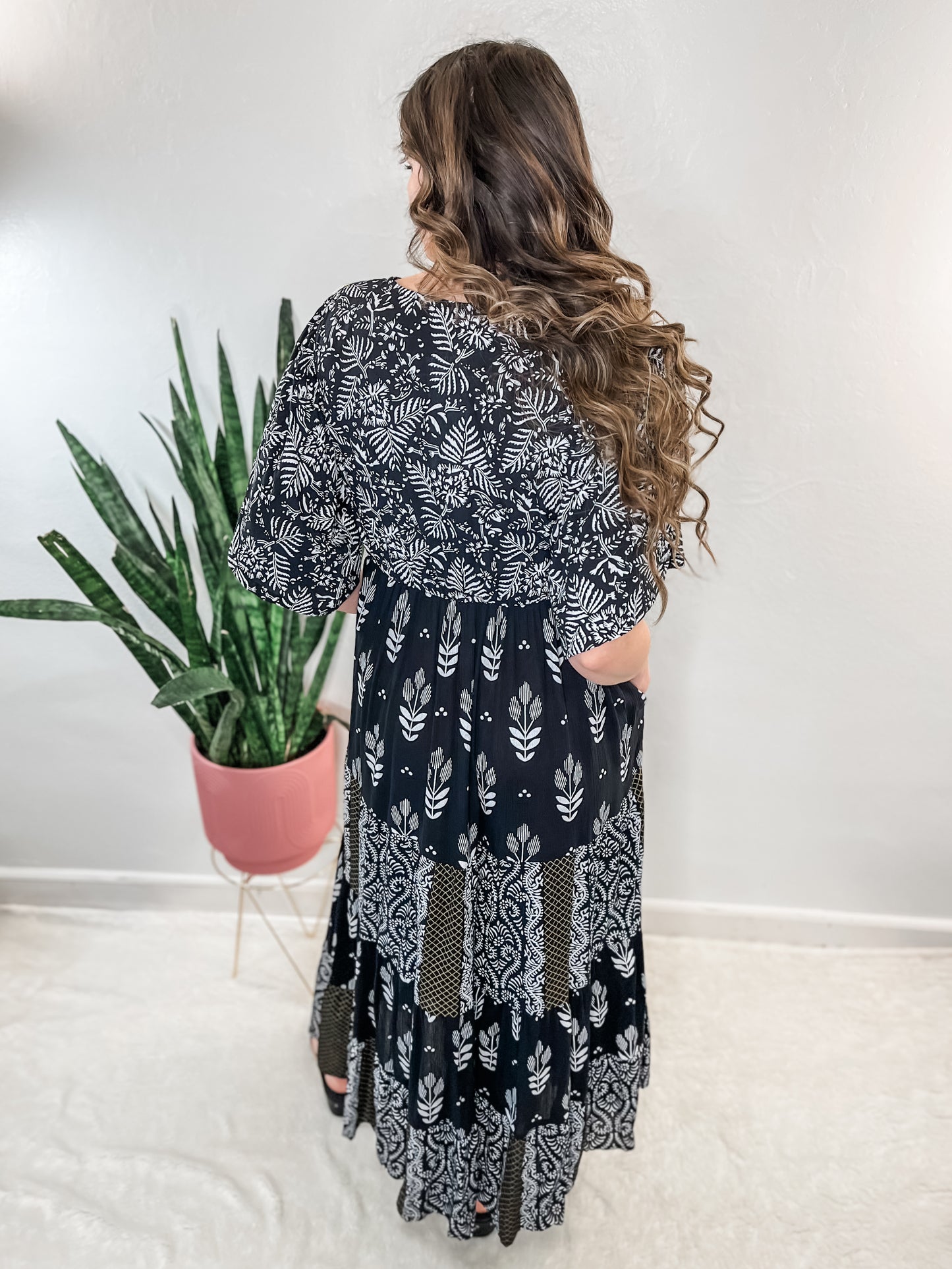 Leaf Beaded Tiered Maxi