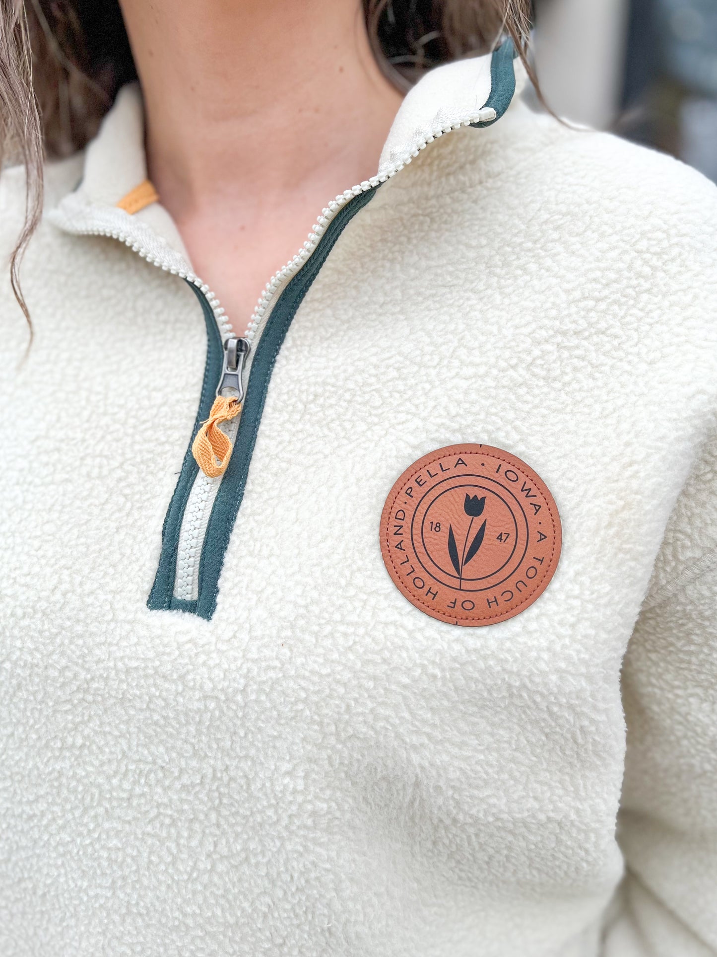 Sherpa Tulip Leather Patch Quarter Zip