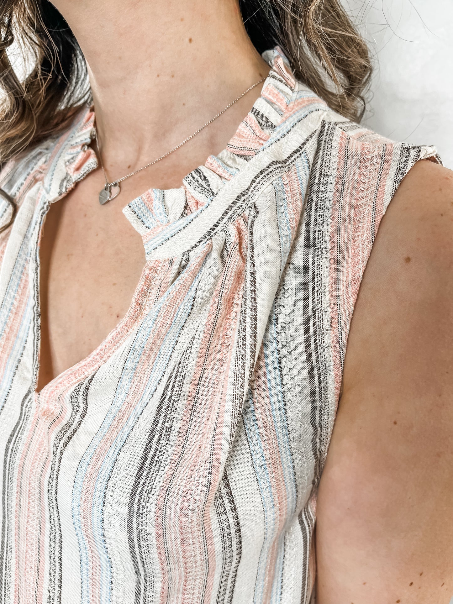 Multi Stripe Linen Tank