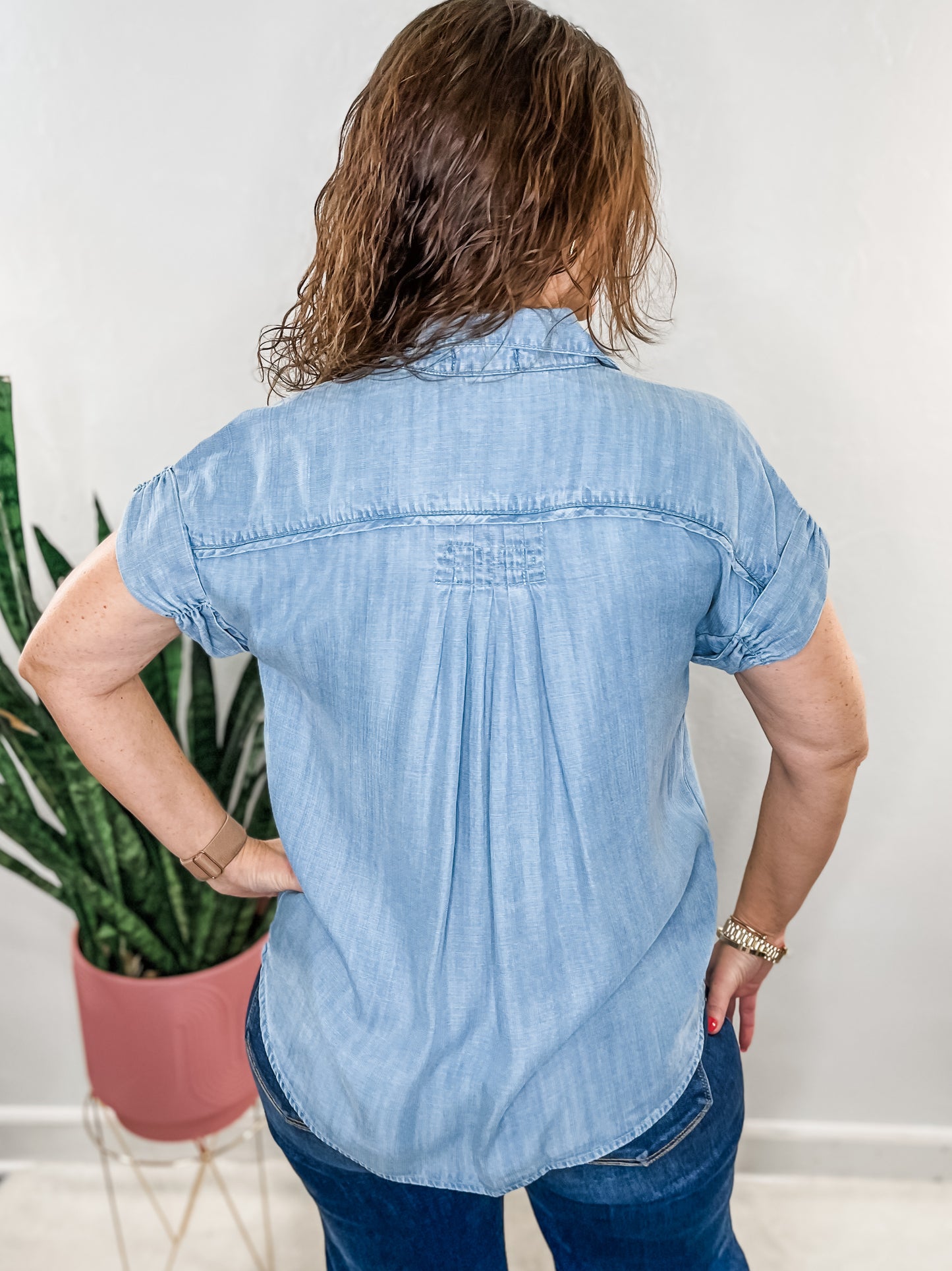 Collard Chambray Top